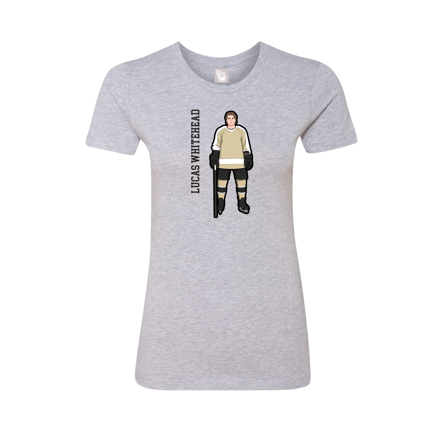 Fitted Women's Tee — Name Vertical in Grey