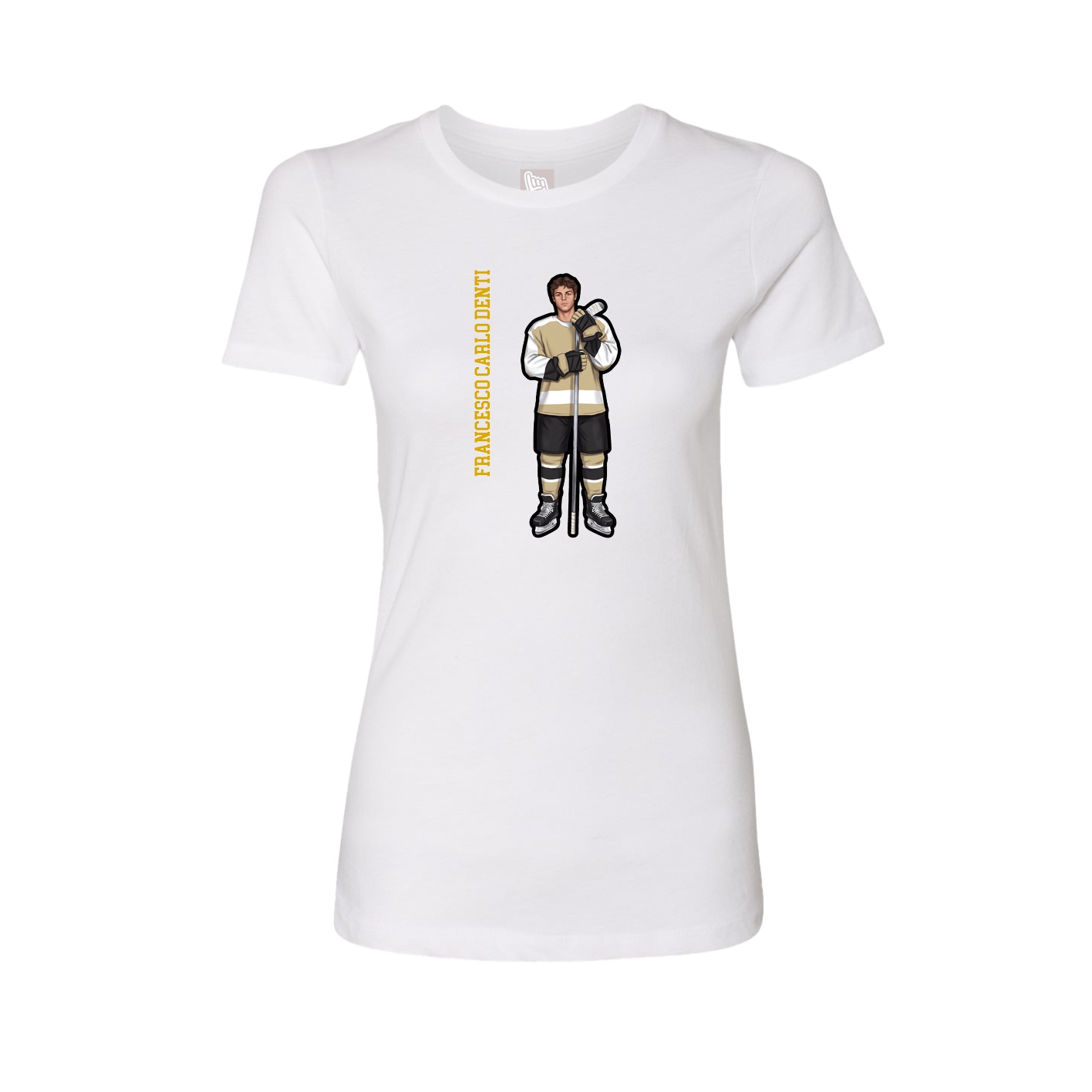 Fitted Women's Tee — Name Vertical in White