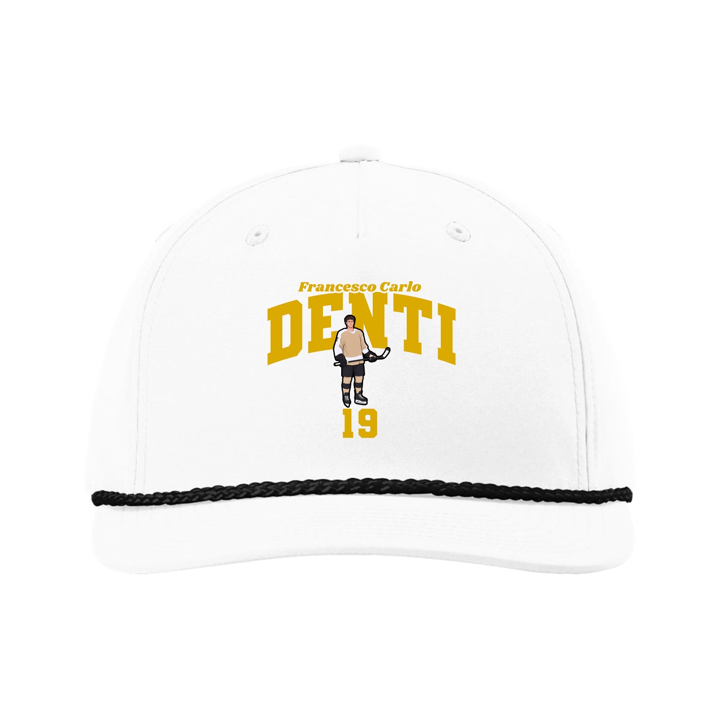 Five-Panel Classic Rope Cap — Signature Arch in White