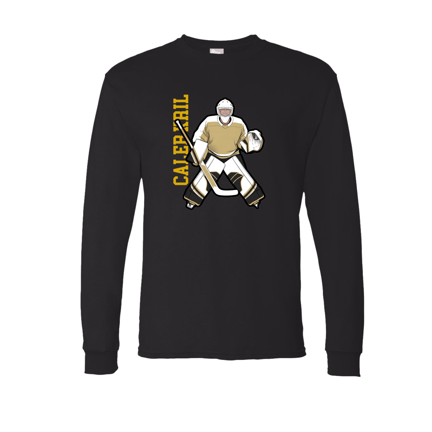 Long Sleeve Tee — Name Vertical in Black