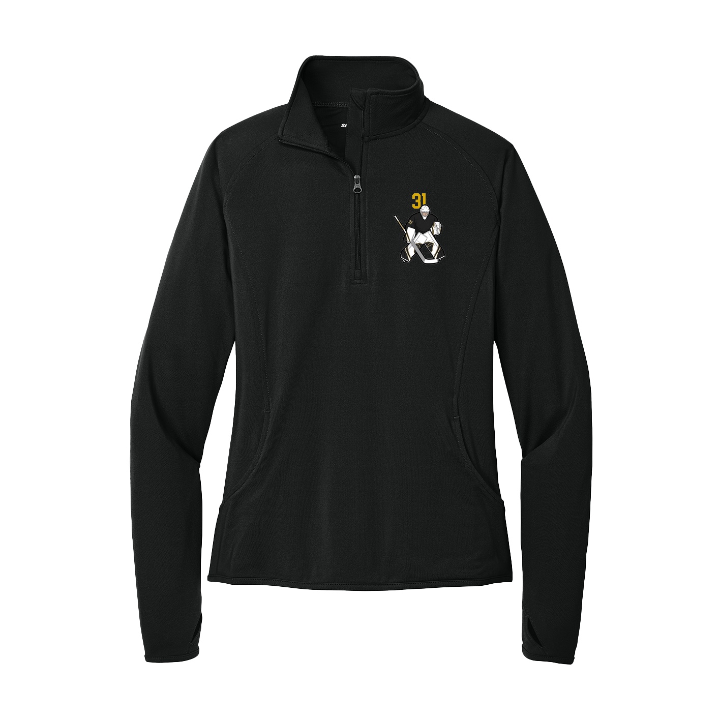 Women's Q-Zip Pullover — Number Top in Black