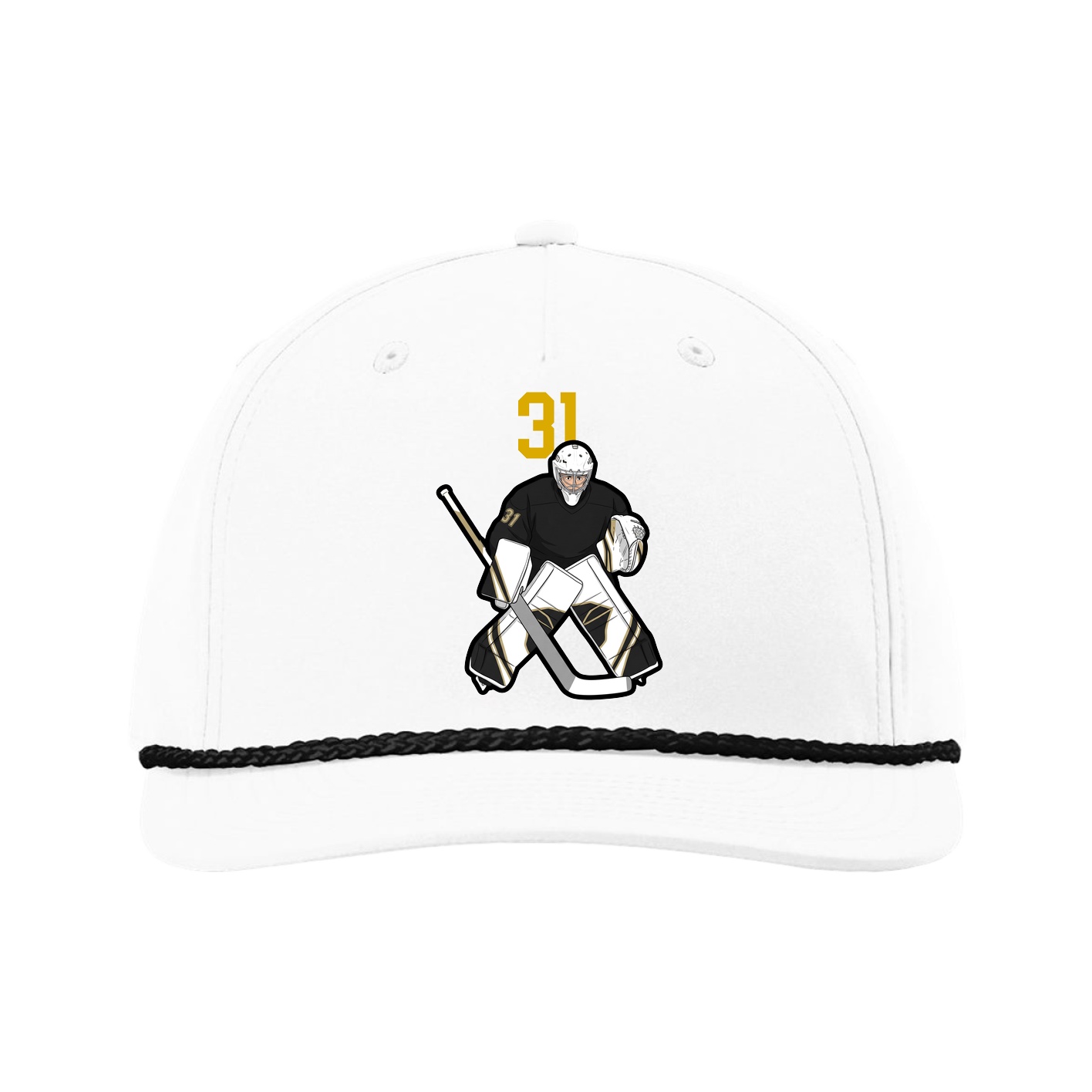 Five-Panel Classic Rope Cap — Number Top in White