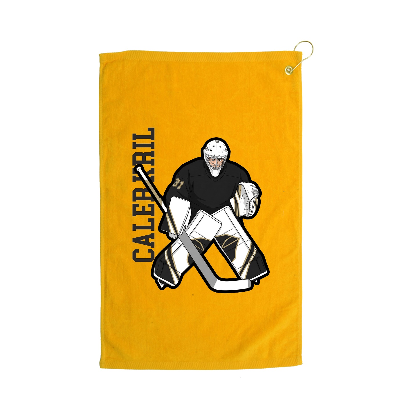 Golf Towel — Name Vertical in Gold
