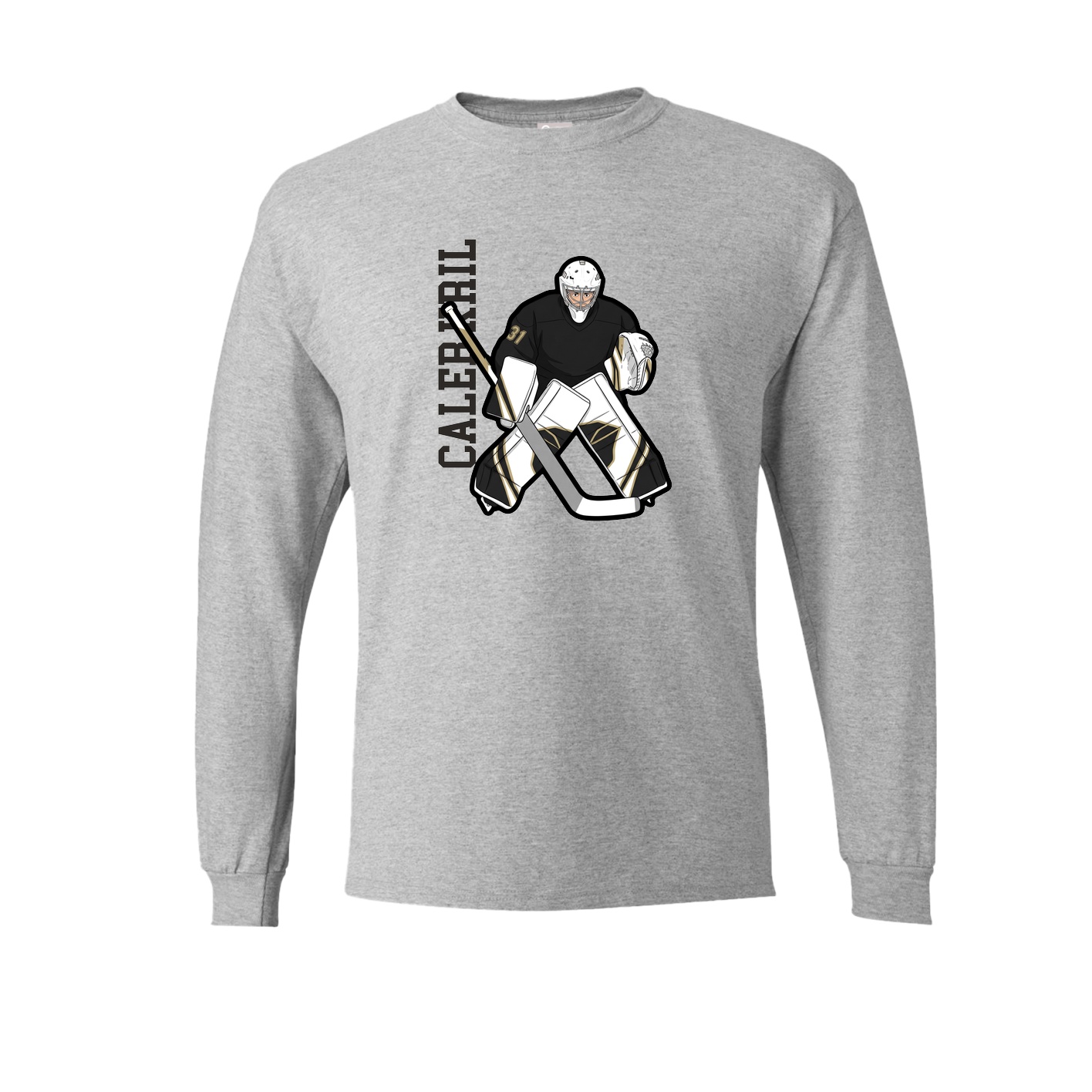 Long Sleeve Tee — Name Vertical in Grey