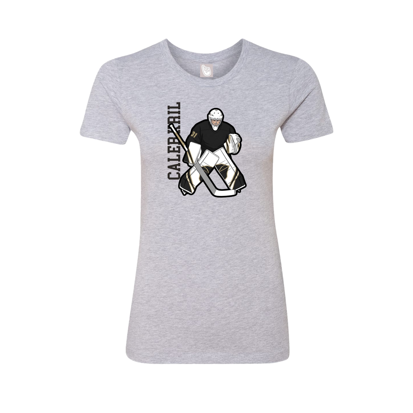 Fitted Women's Tee — Name Vertical in Grey