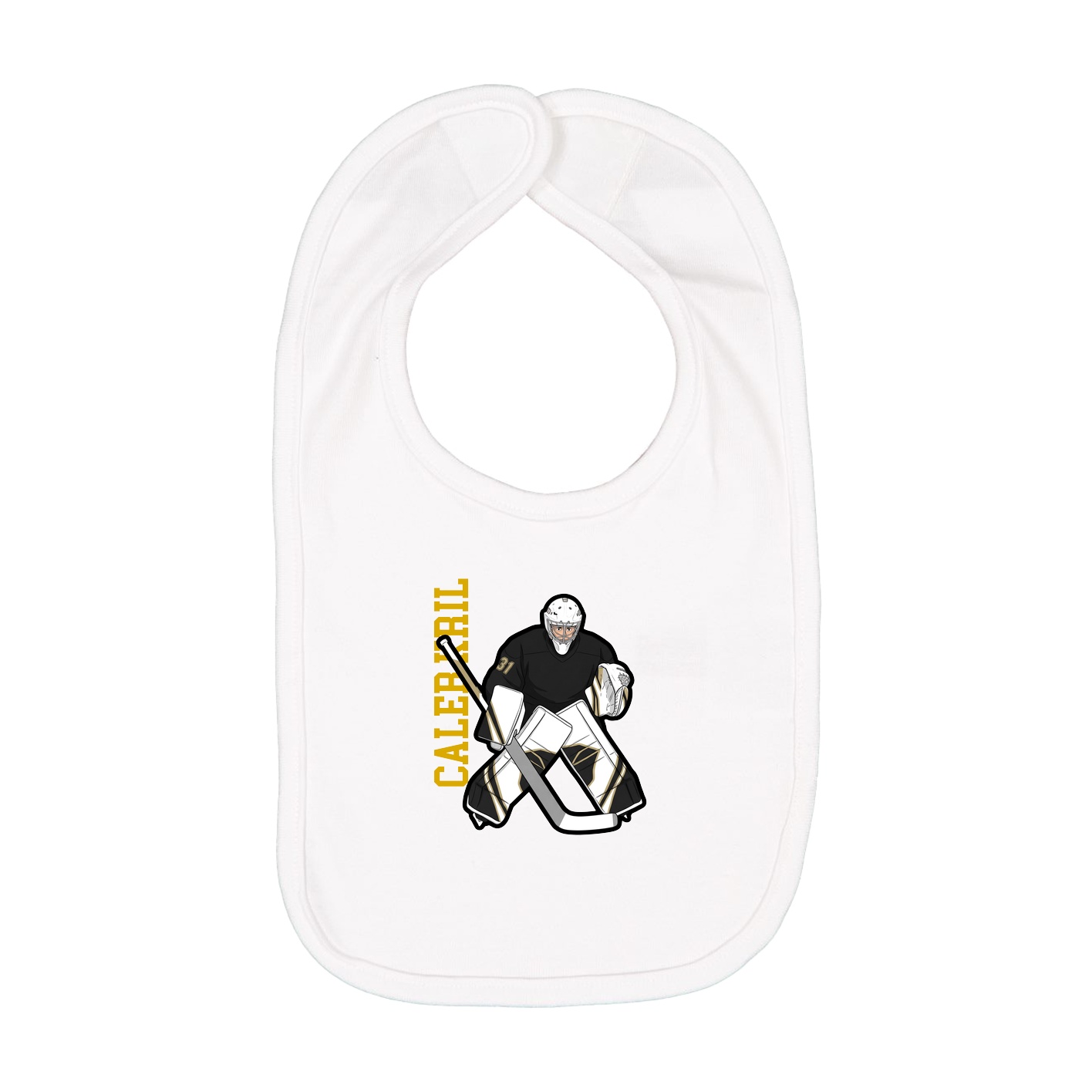 Infant Bib — Name Vertical in White