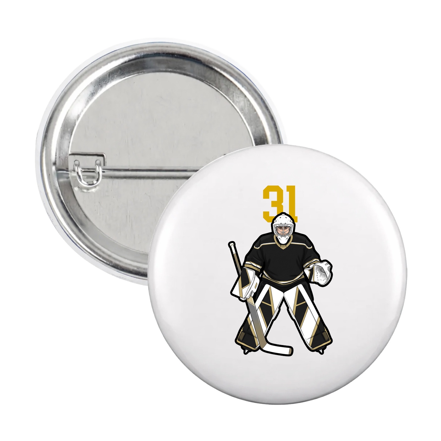 Game Day Button — Number Top in White