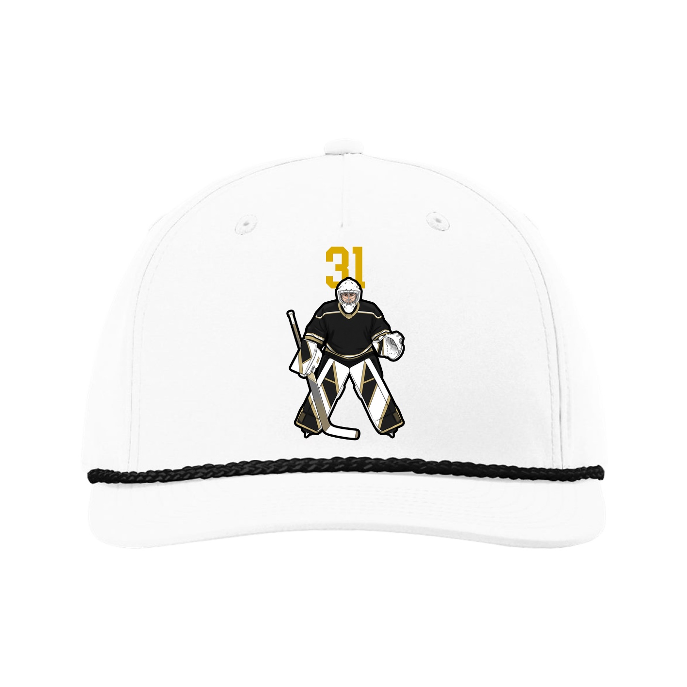 Five-Panel Classic Rope Cap — Number Top in White