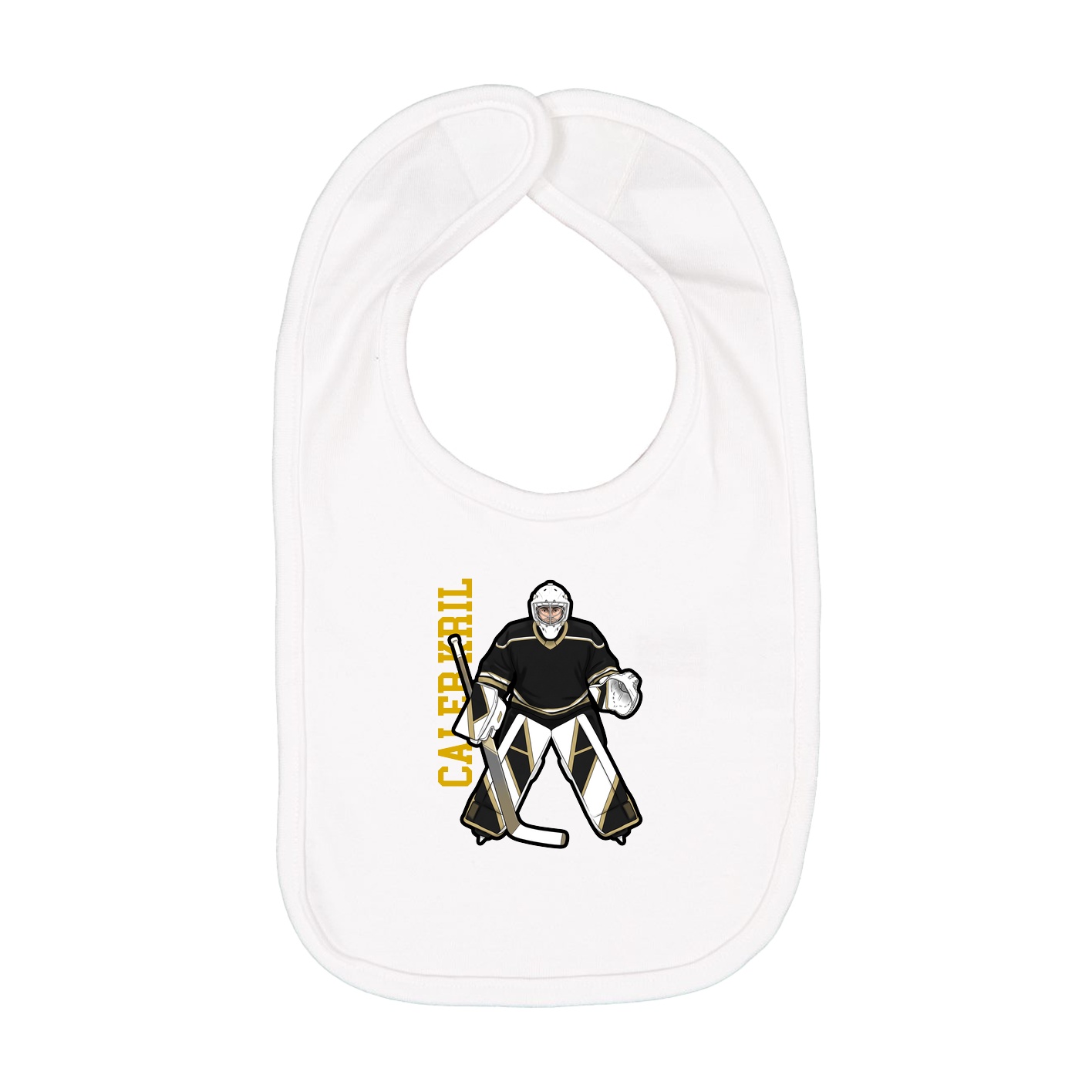 Infant Bib — Name Vertical in White
