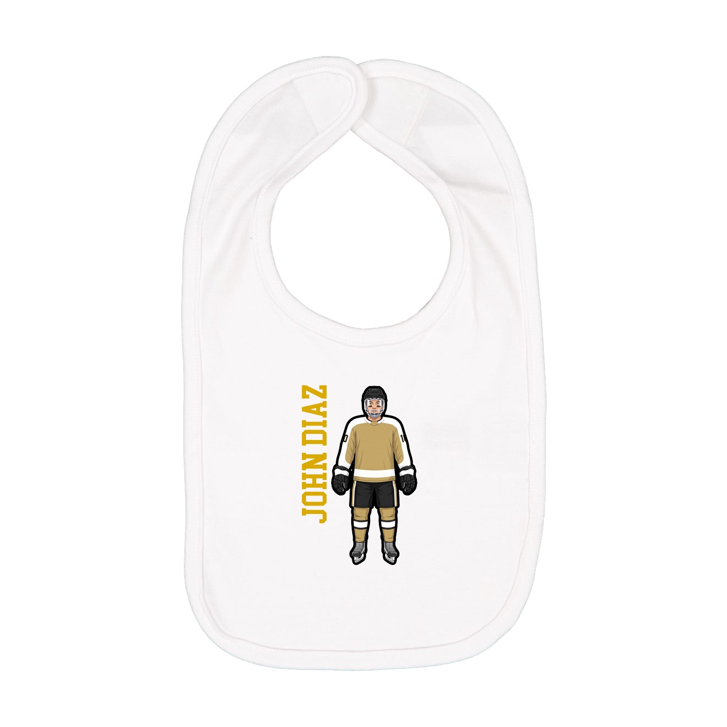 Infant Bib — Name Vertical in White