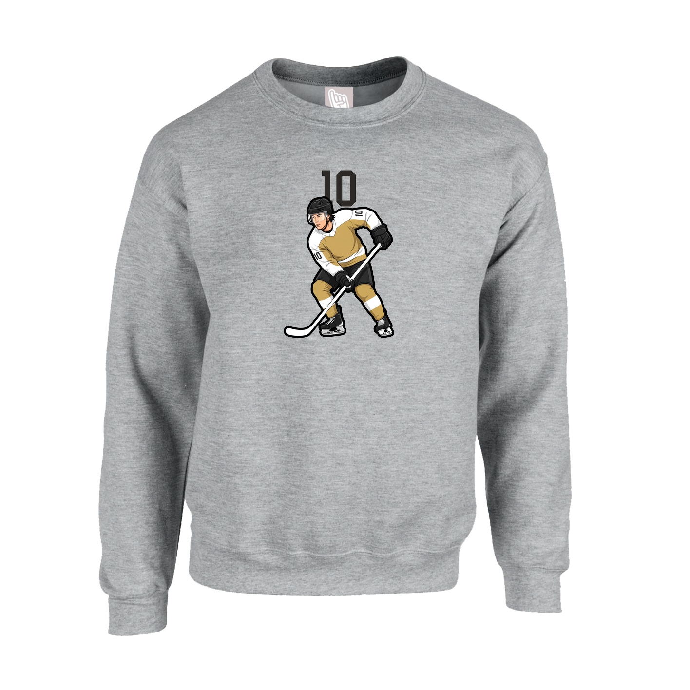 Fleece Crew — Number Top in Grey
