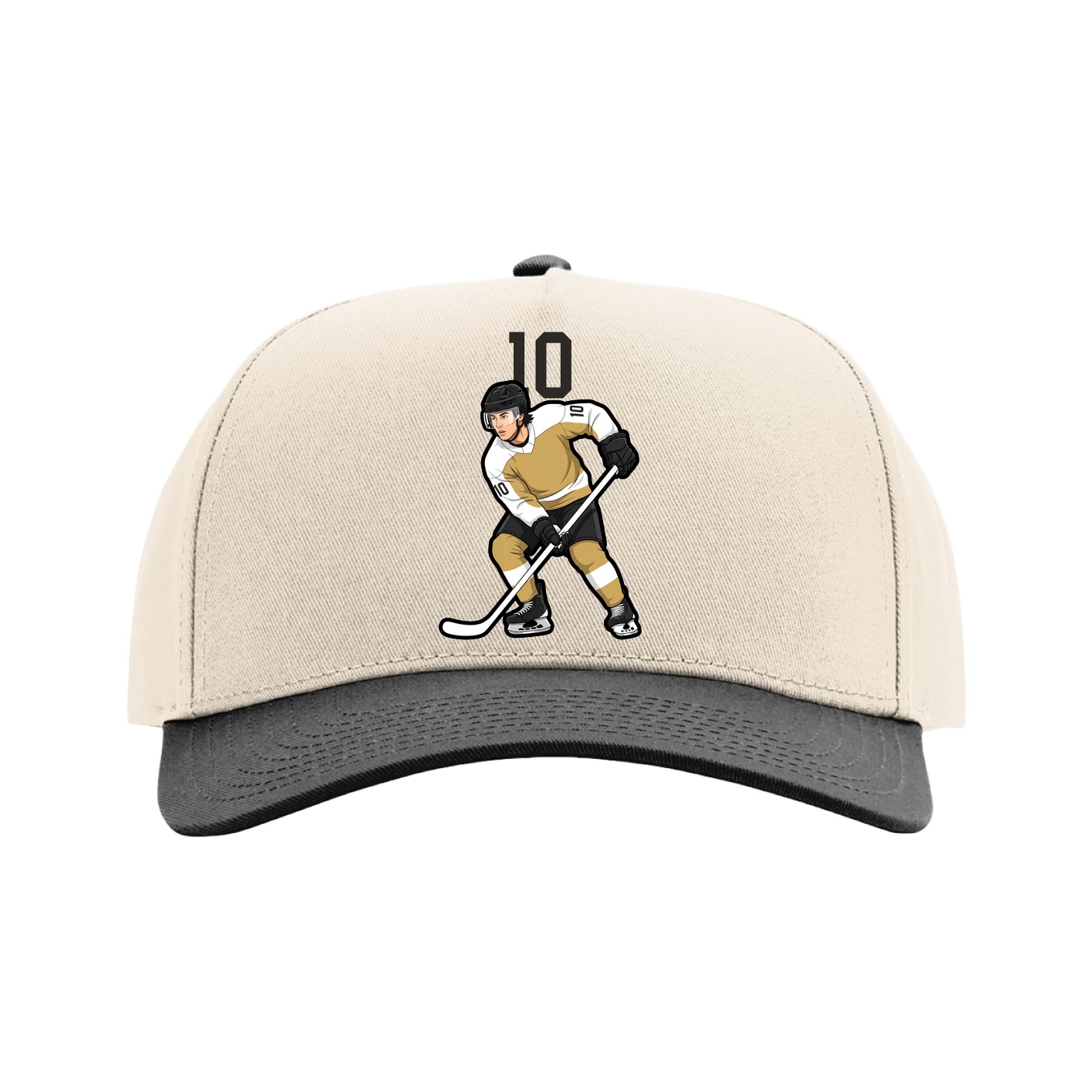 Full Fabric Five-Panel Champ Cap — Number Top in Cream/Black