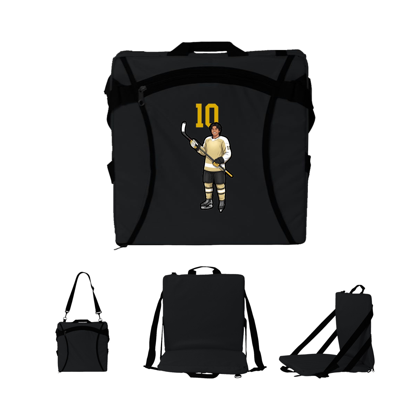 Folding Stadium Seat — Number Top in Black