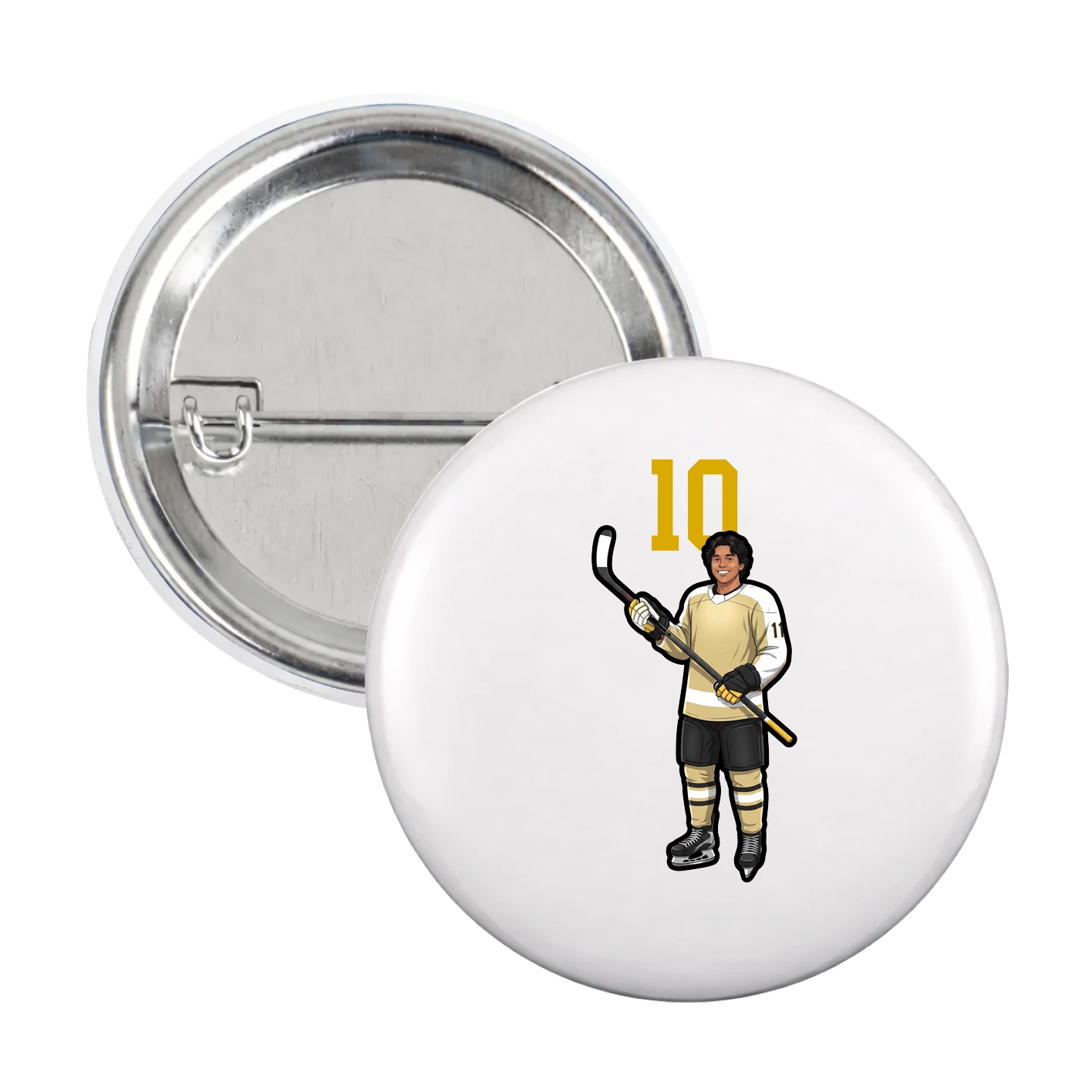 Game Day Button — Number Top in White