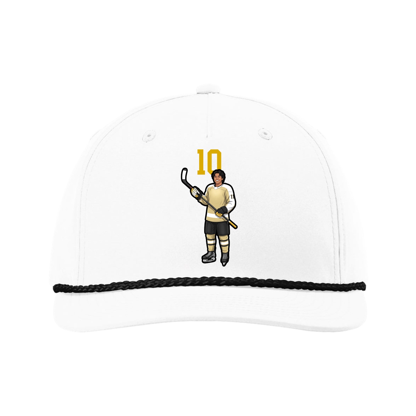 Five-Panel Classic Rope Cap — Number Top in White