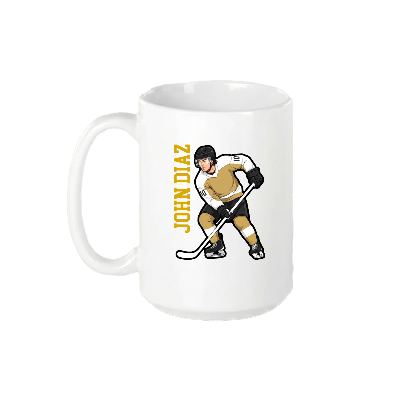 15oz Coffee Mug — Name Vertical in White
