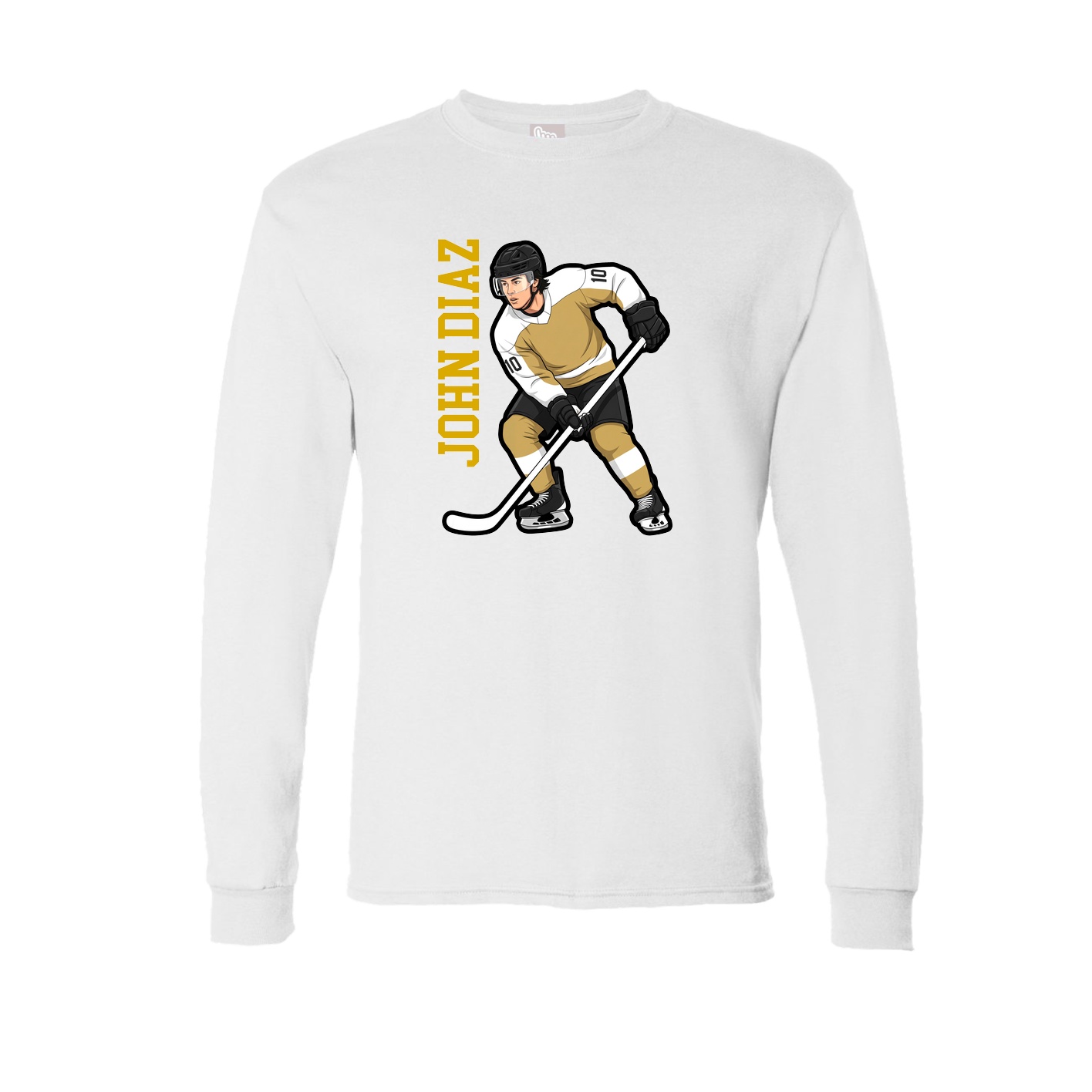 Long Sleeve Tee — Name Vertical in White
