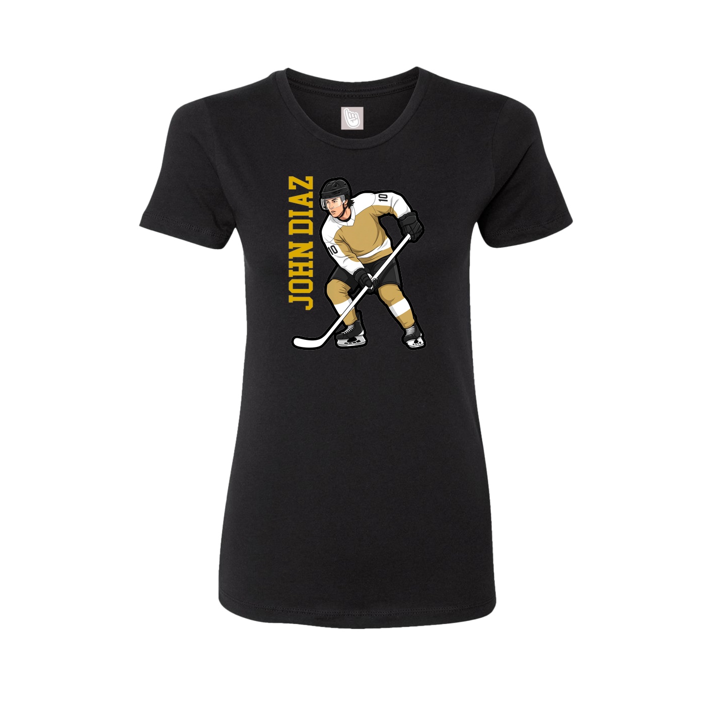 Womens Tee — Name Vertical in Black