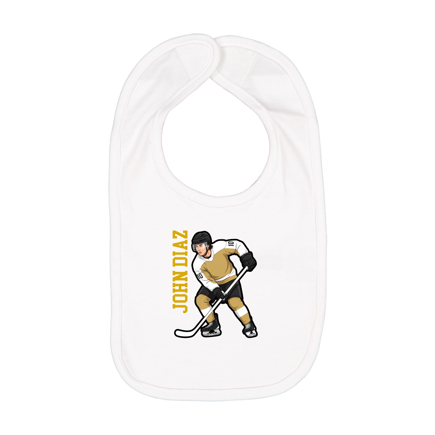 Infant Bib — Name Vertical in White