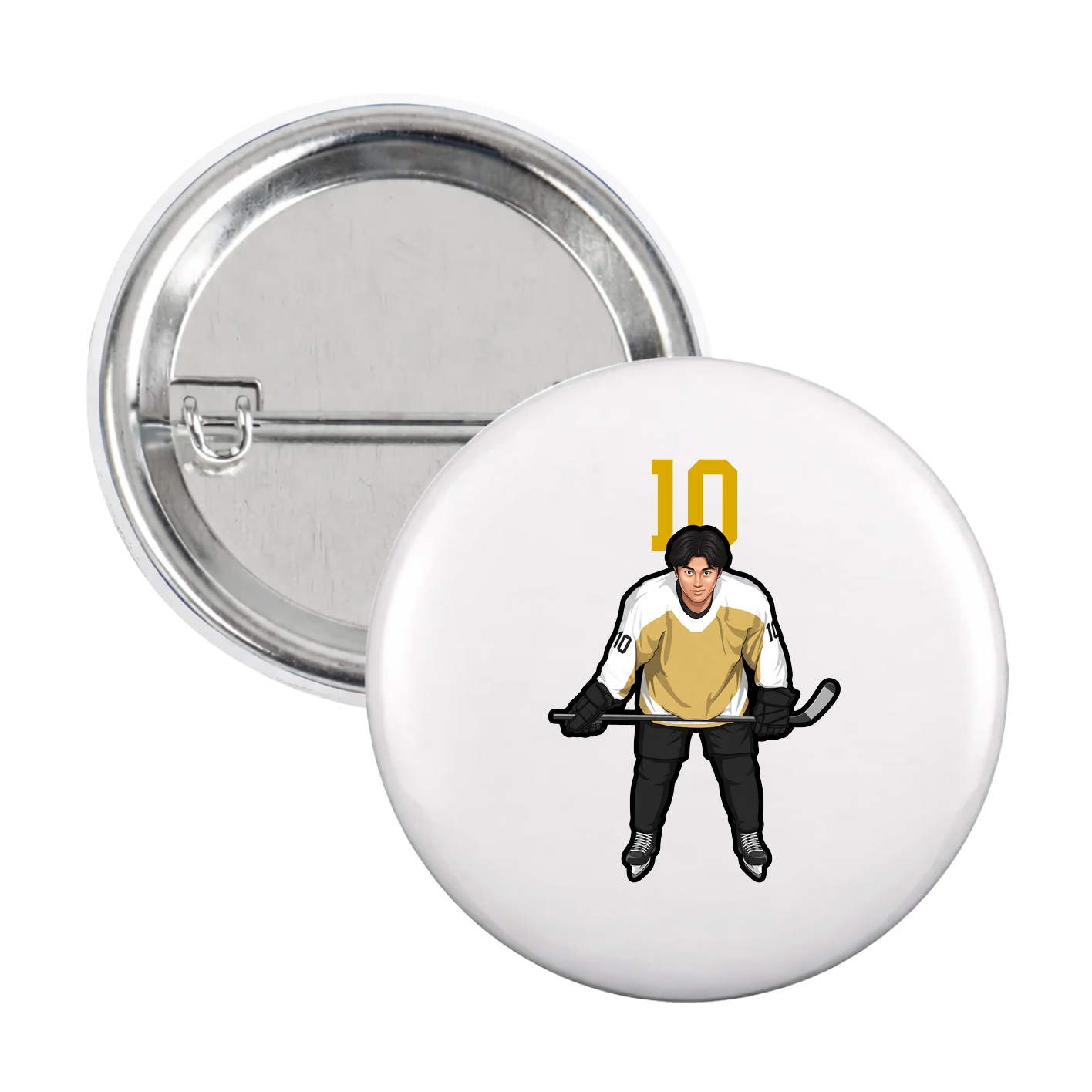 Game Day Button — Number Top in White