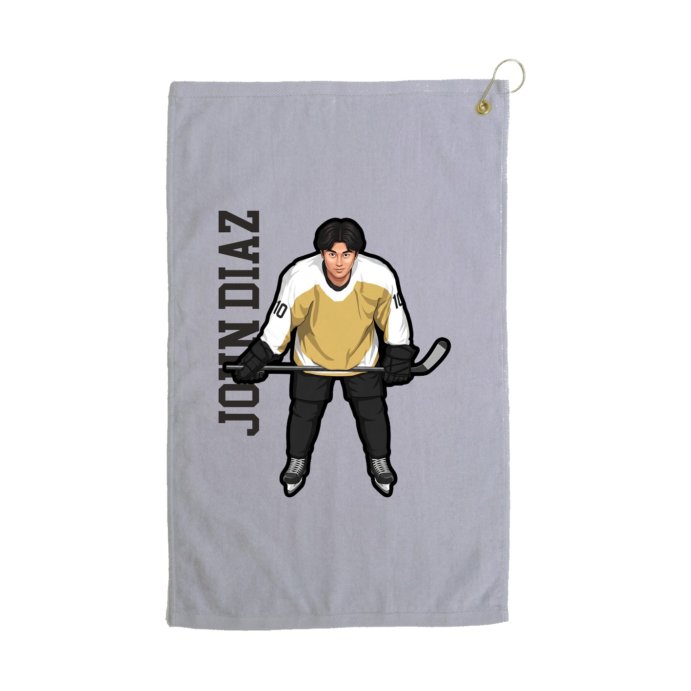 Golf Towel — Name Vertical in Grey