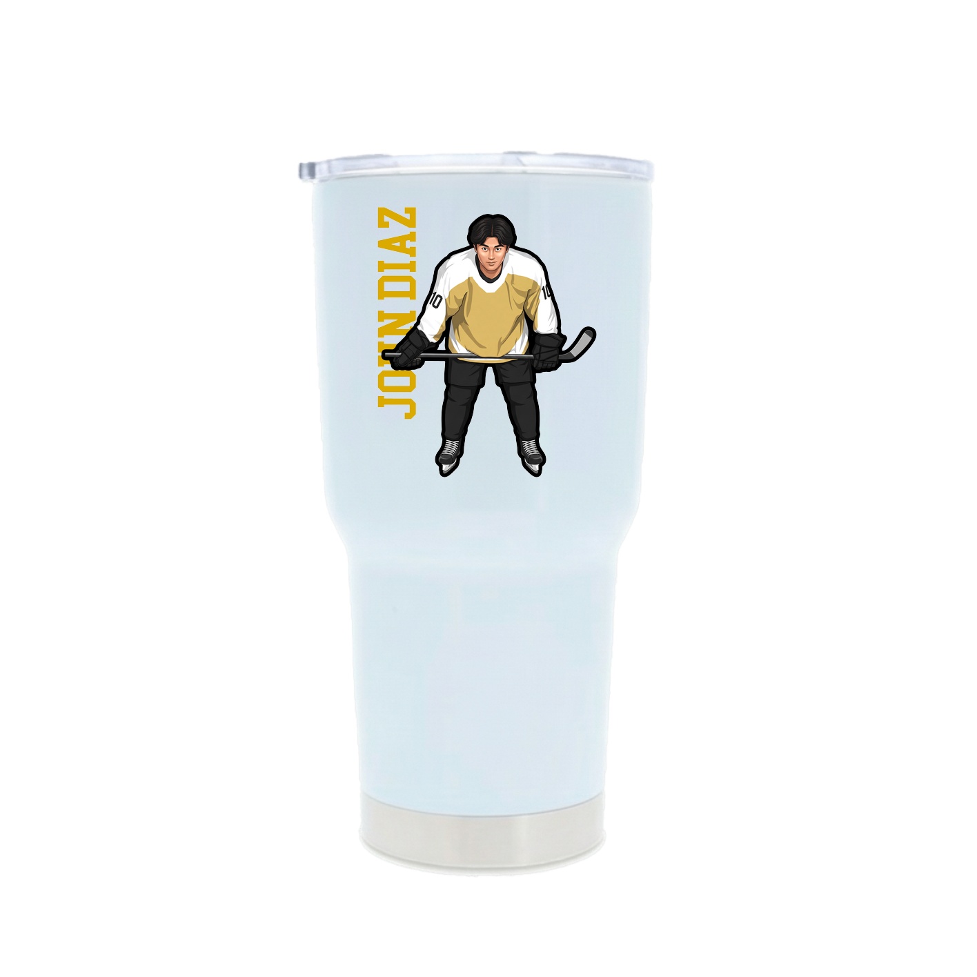 30oz Stainless Steel Tumbler — Name Vertical in White