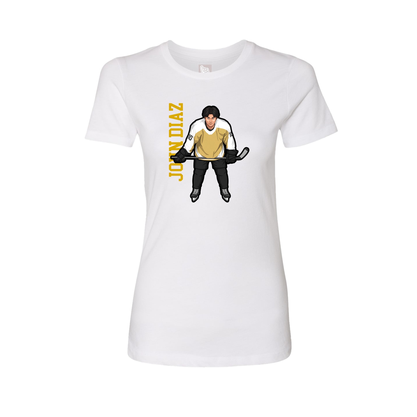 Womens Tee — Name Vertical in White