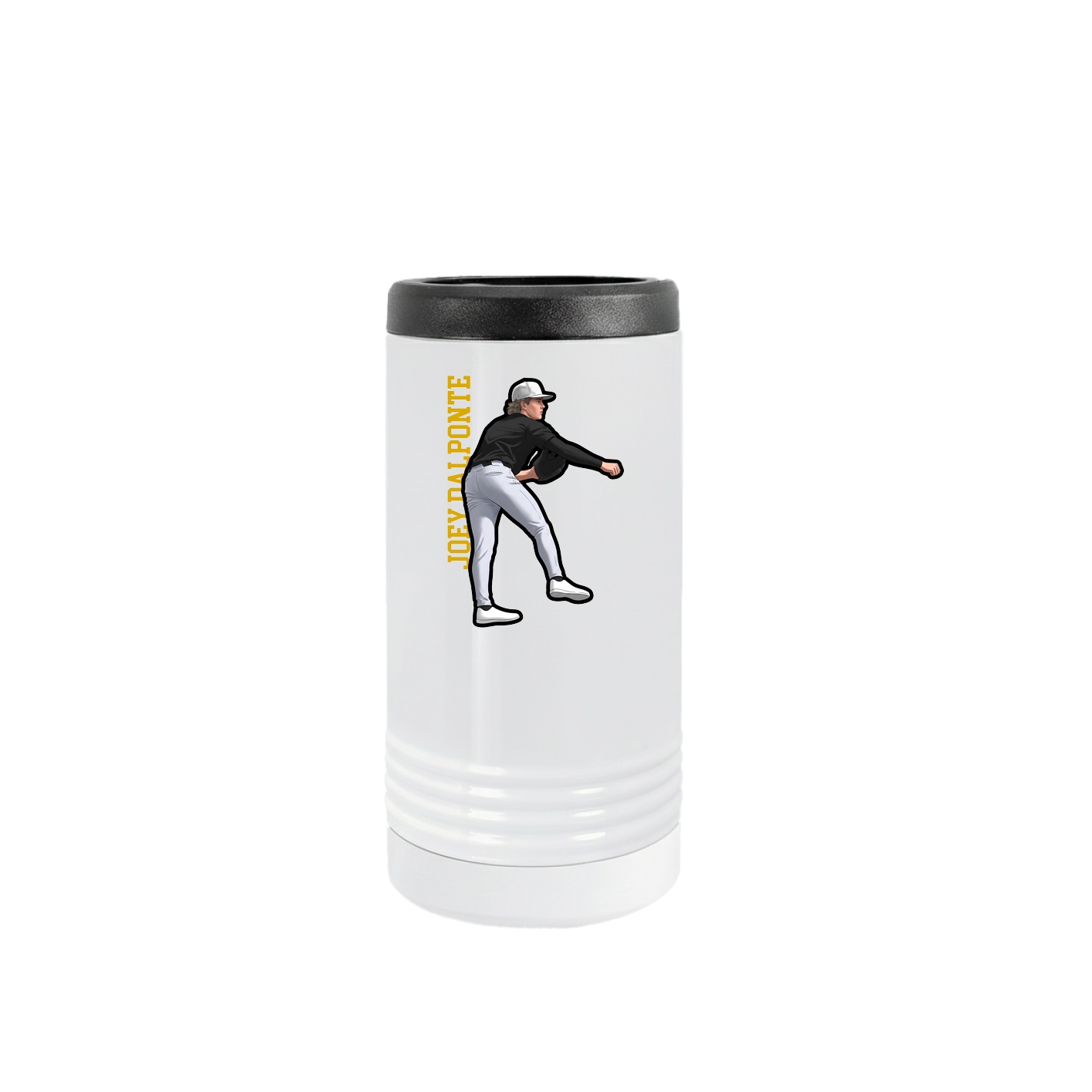 Slim Beverage Holder — Name Vertical in White