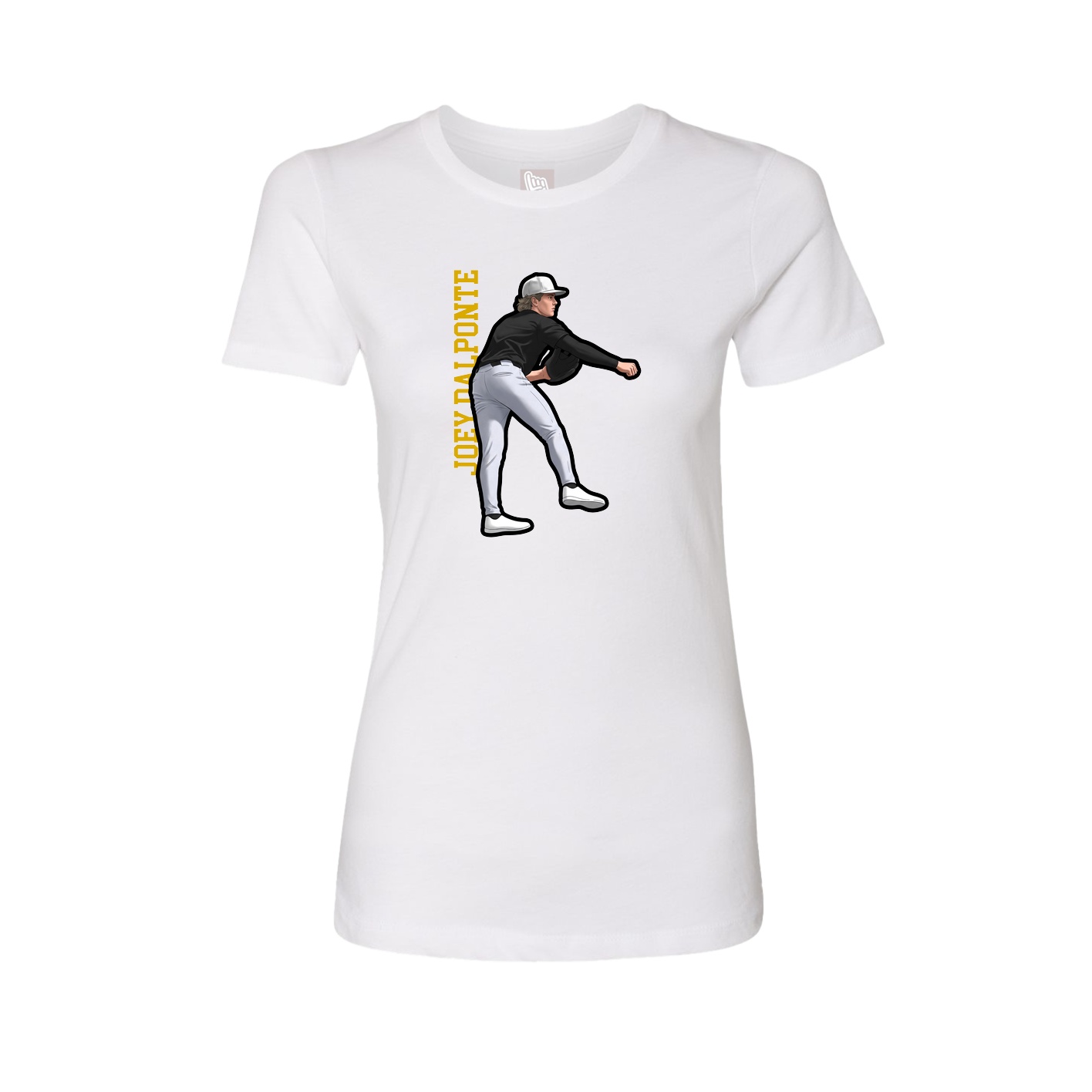 Fitted Women's Tee — Name Vertical in White