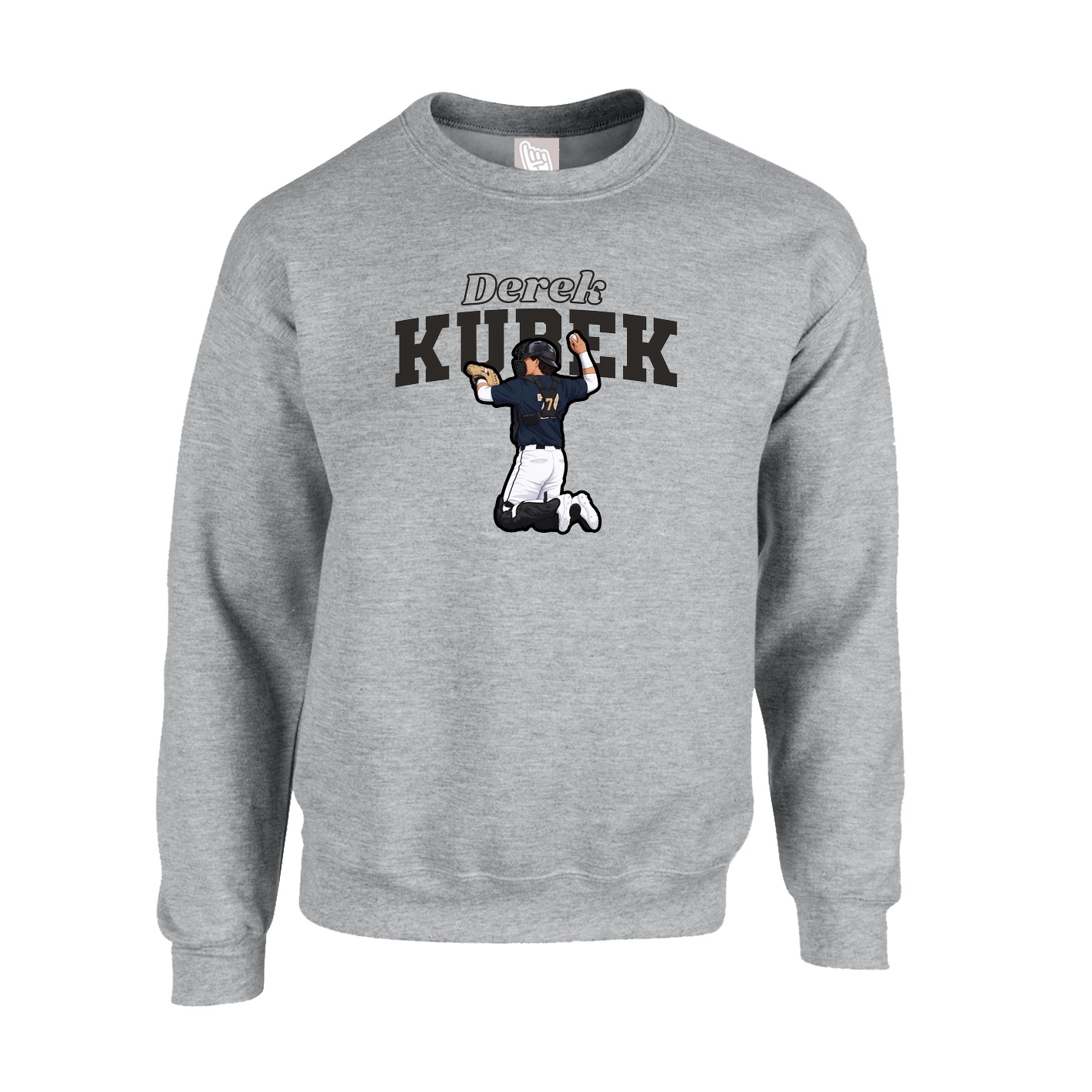 Fleece Crew — Name Arch in Grey