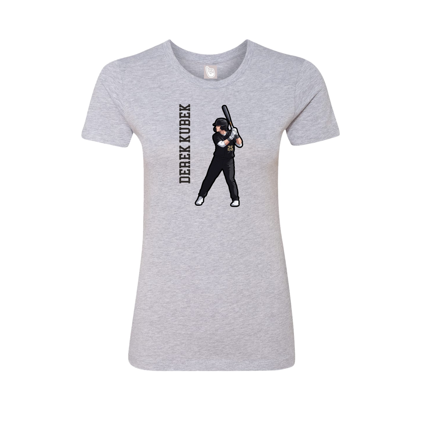 Fitted Women's Tee — Name Vertical in Grey