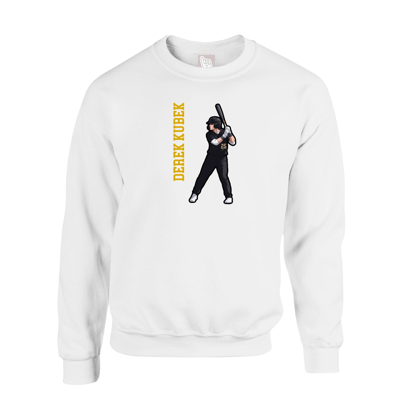 Fleece Crew — Name Vertical in White