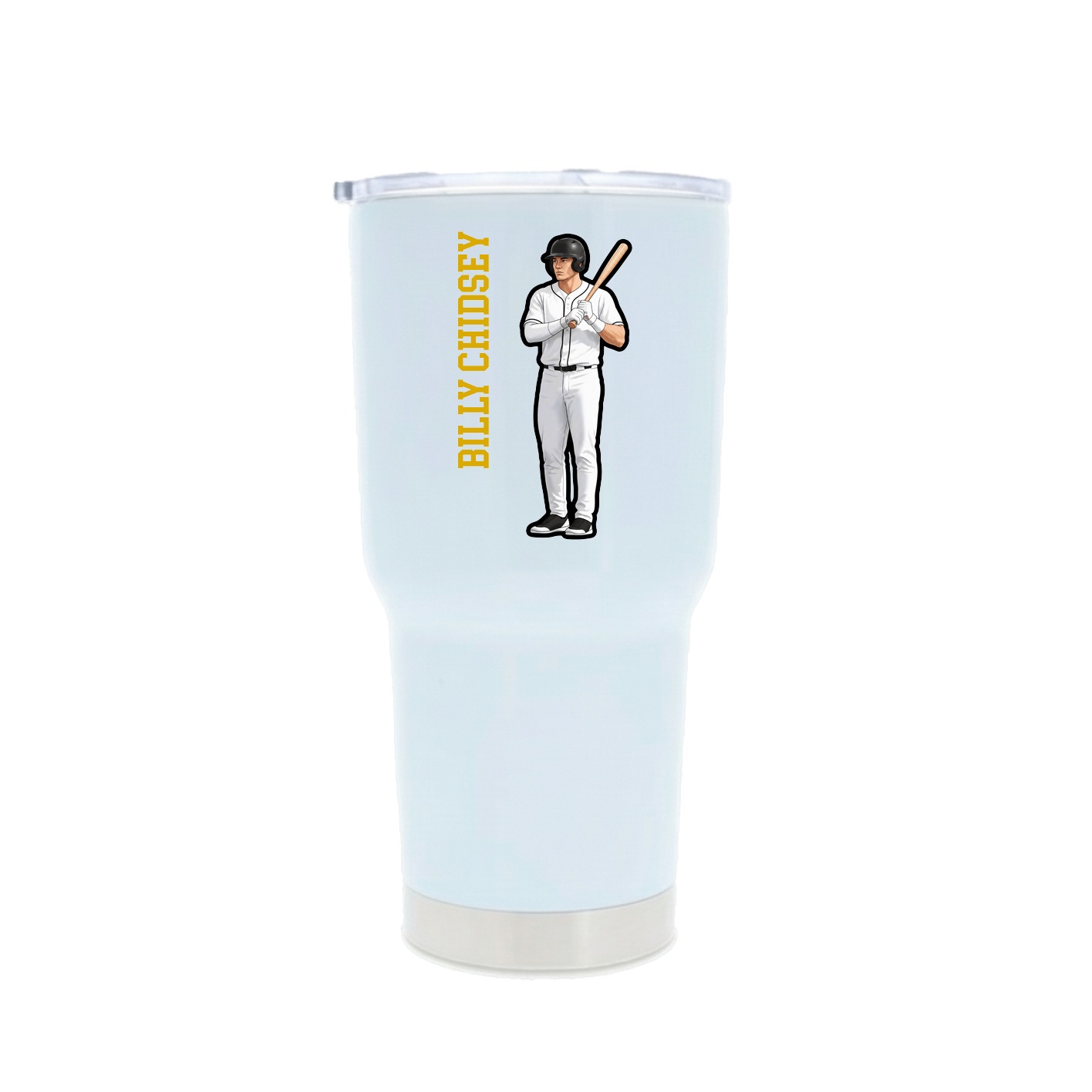 30oz Stainless Steel Tumbler — Name Vertical in White