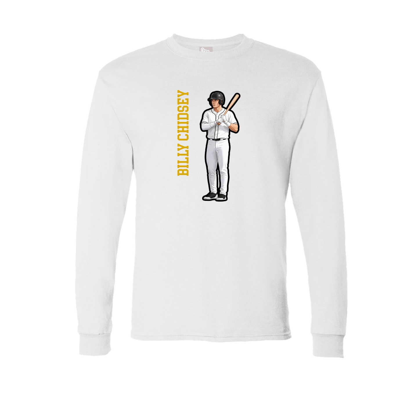 Long Sleeve Tee — Name Vertical in White