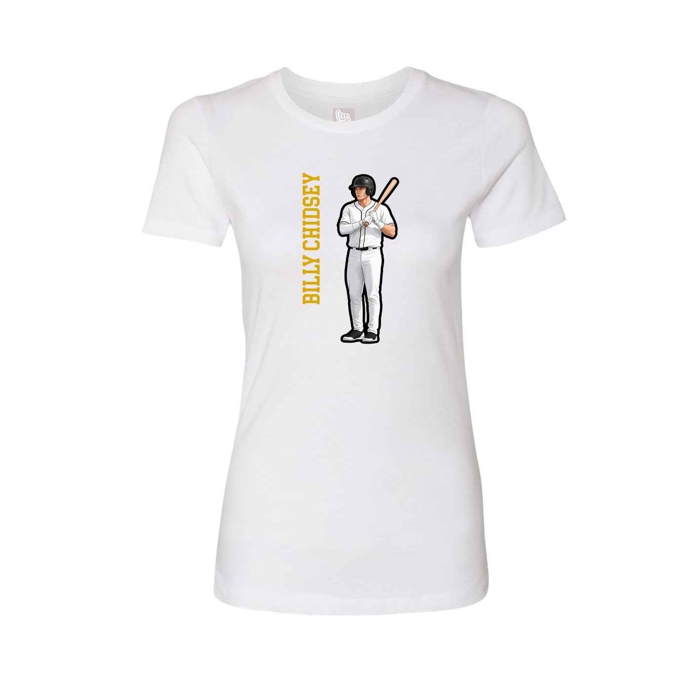Fitted Women's Tee — Name Vertical in White