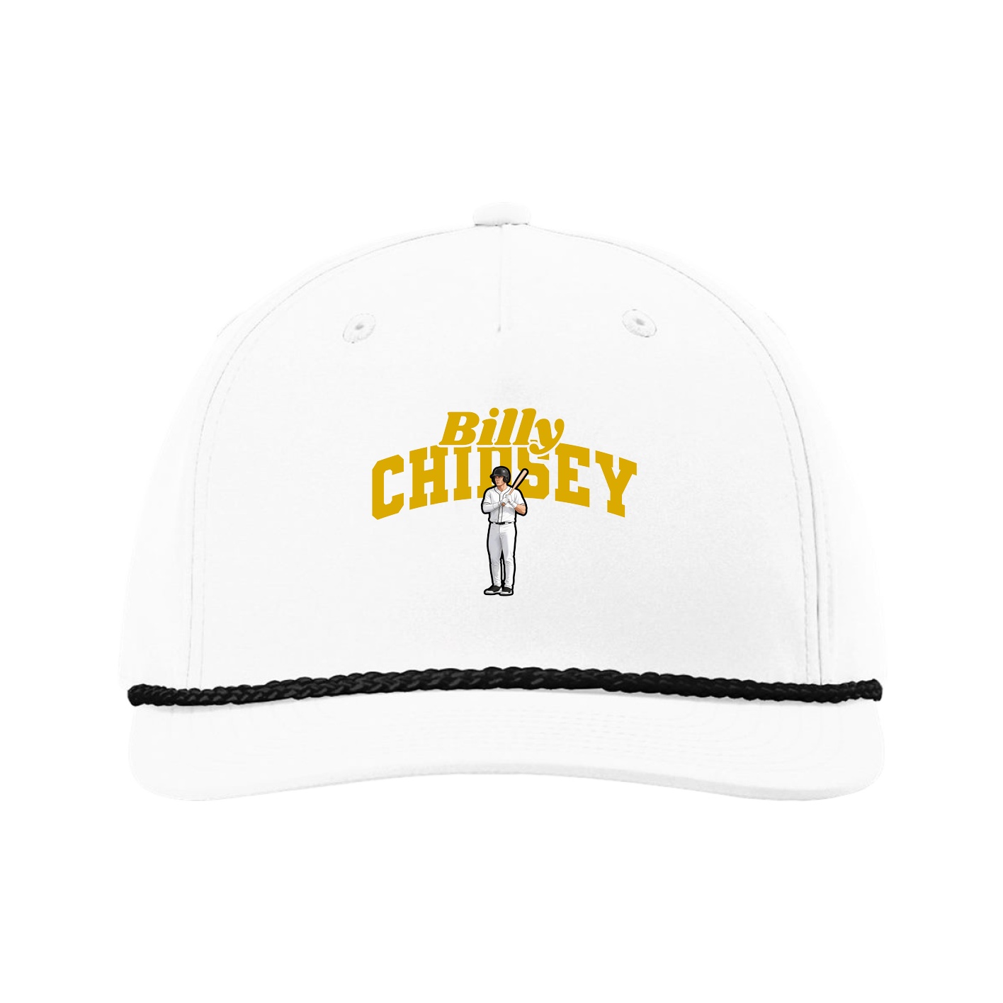Five-Panel Classic Rope Cap — Signature Arch in White