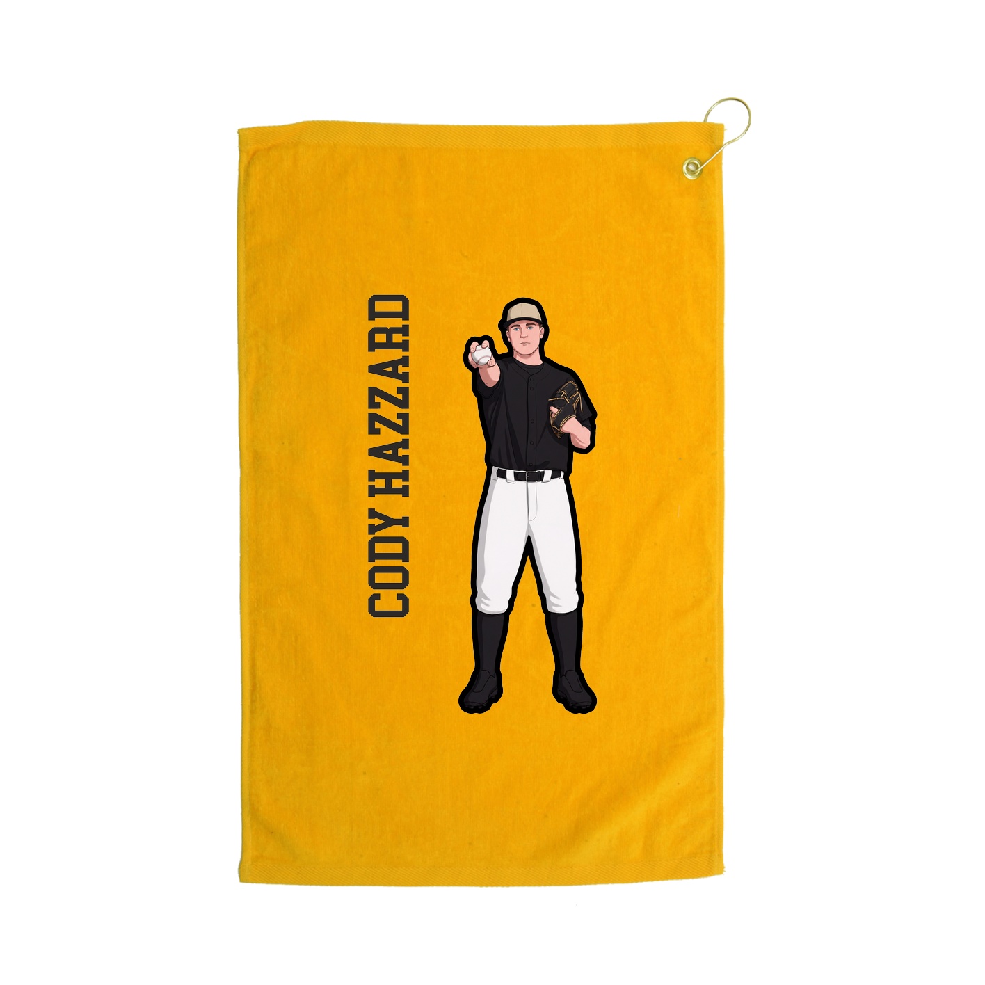 Golf Towel — Name Vertical in Gold