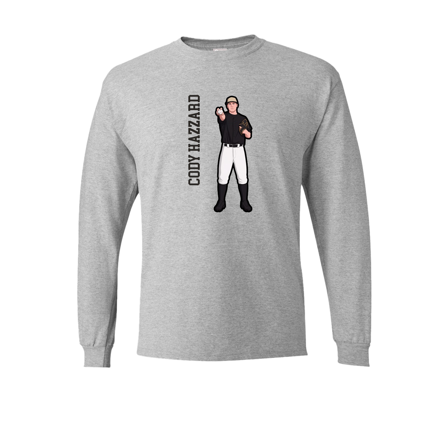 Long Sleeve Tee — Name Vertical in Grey