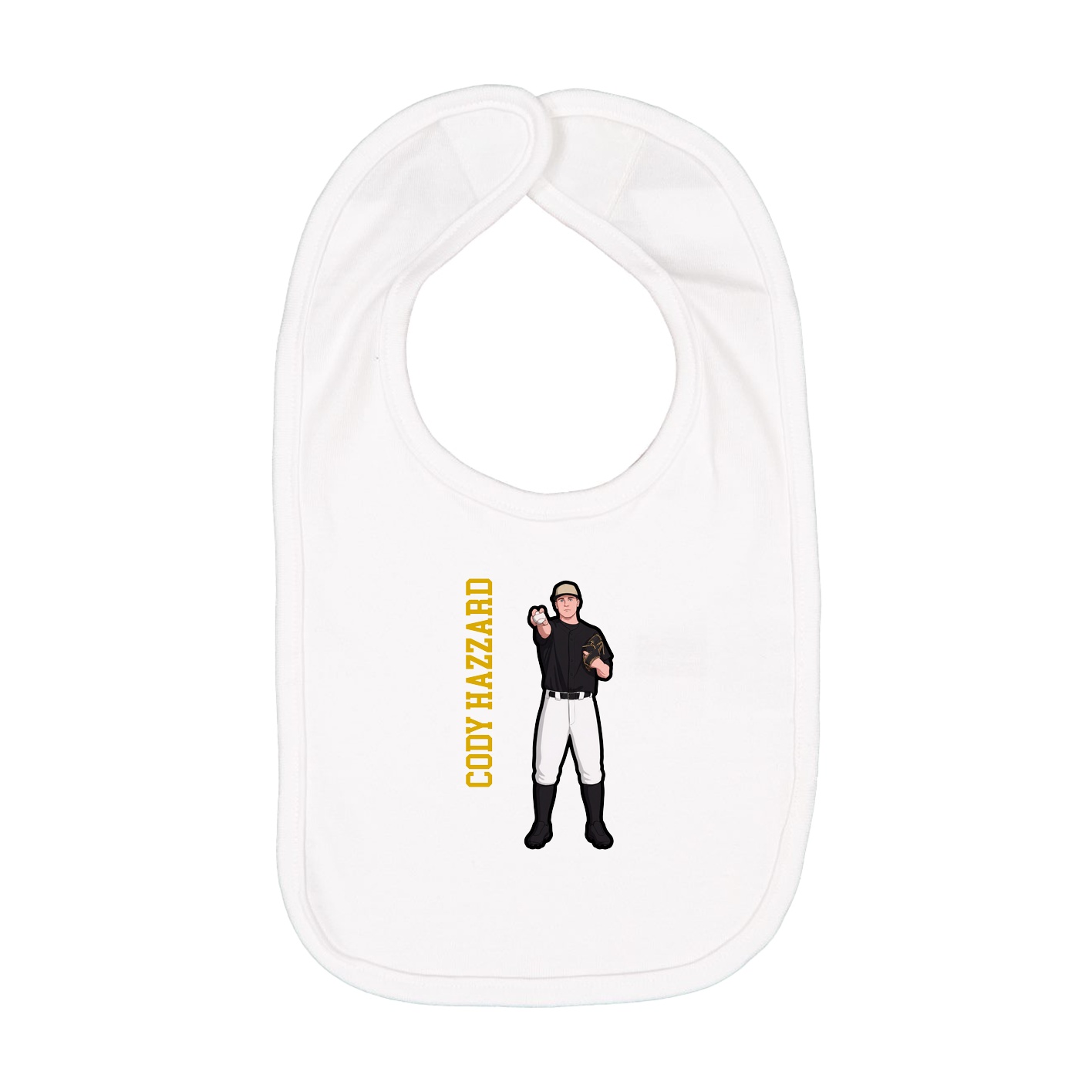 Infant Bib — Name Vertical in White