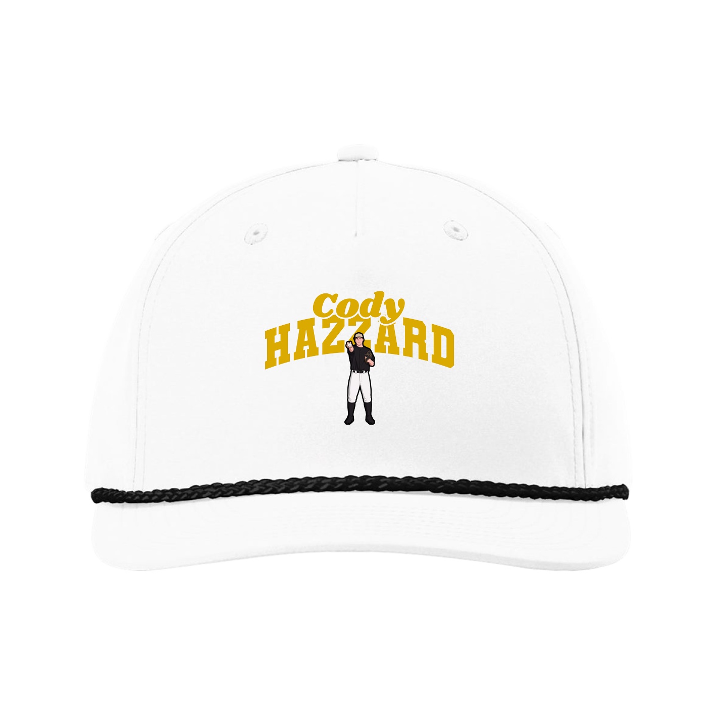 Five-Panel Classic Rope Cap — Signature Arch in White
