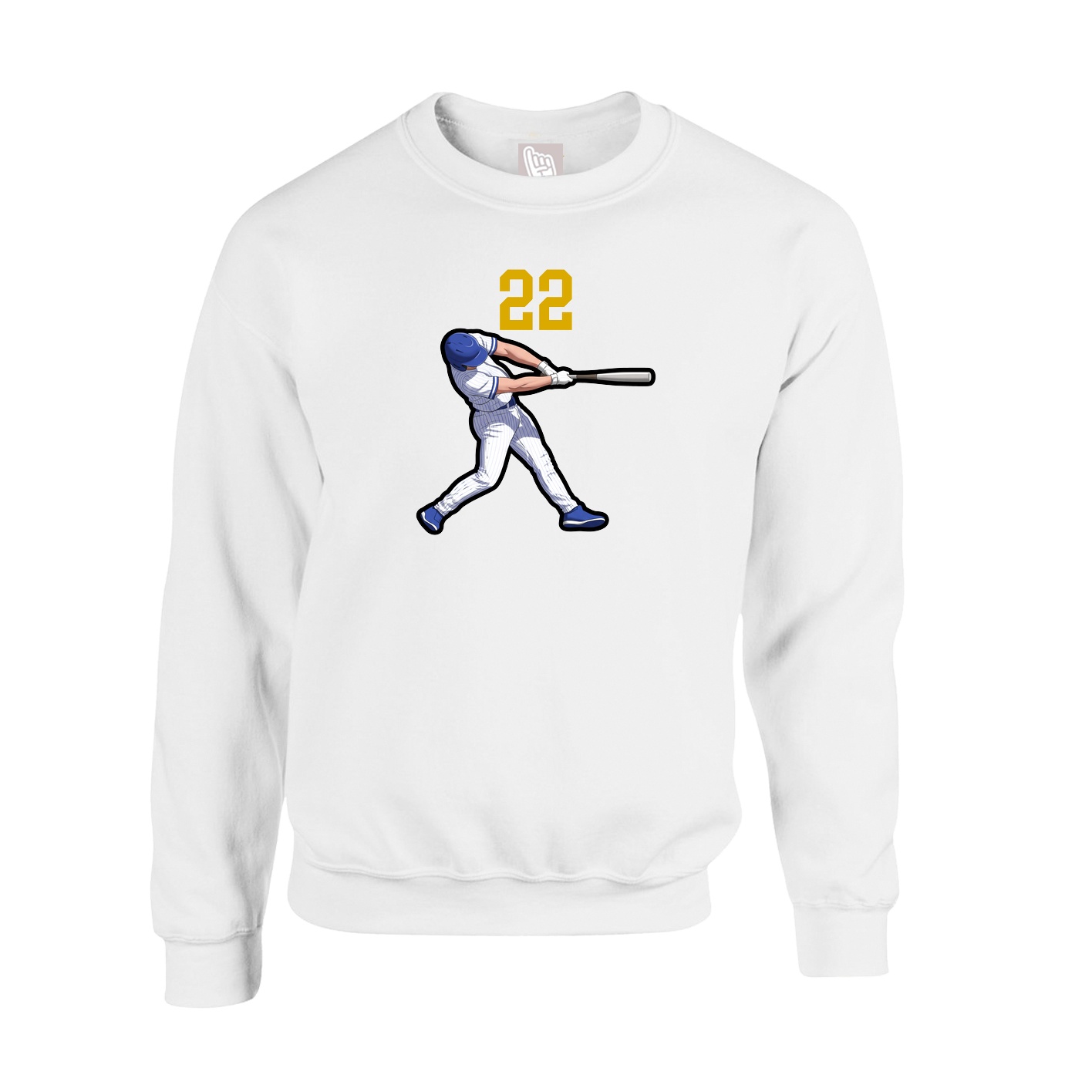 Fleece Crew — Number Top in White