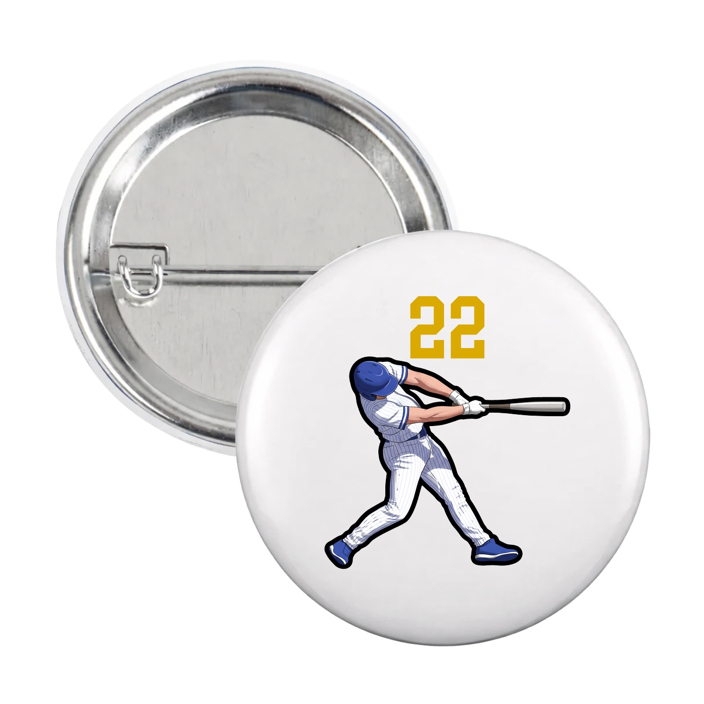 Game Day Button — Number Top in White