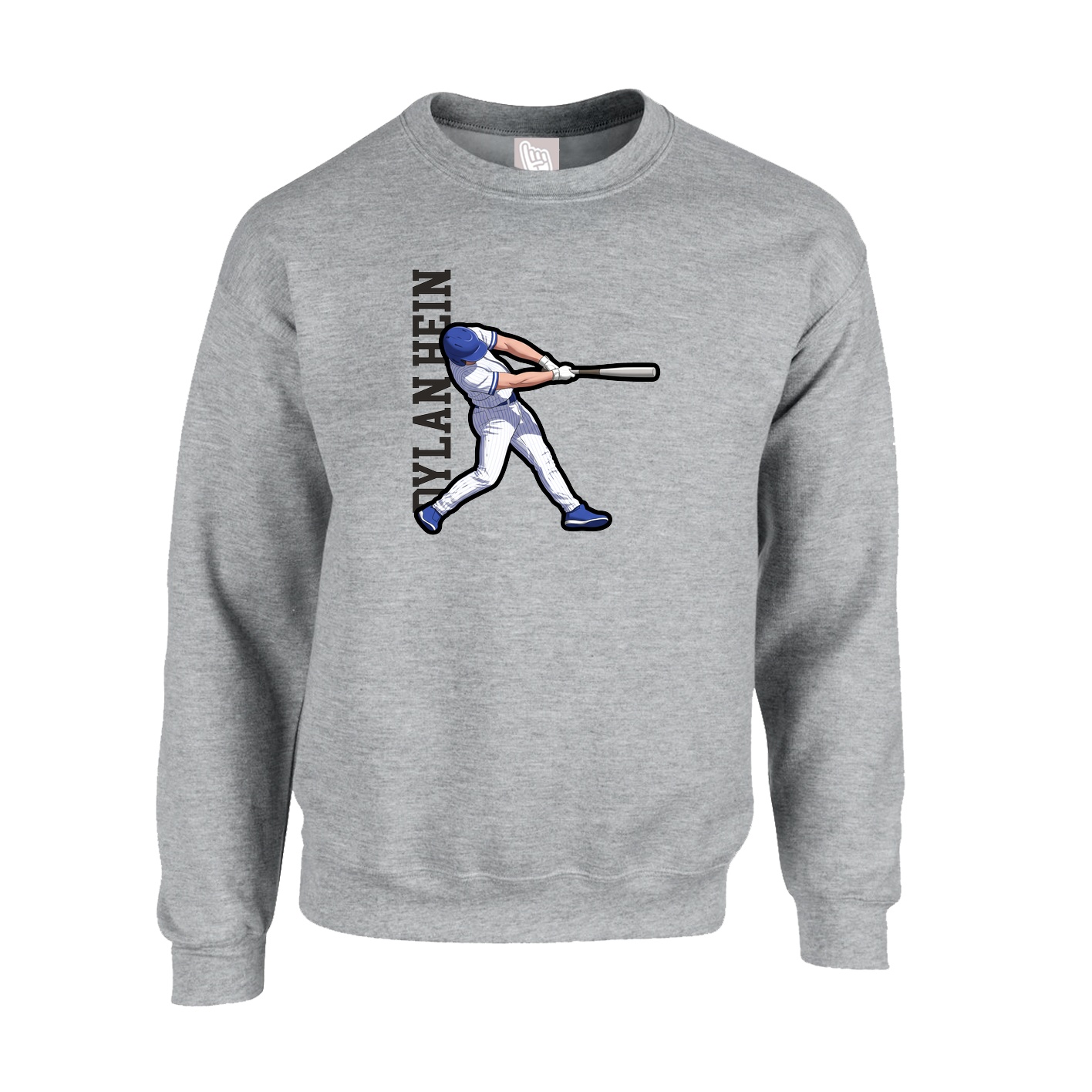 Fleece Crew — Name Vertical in Grey