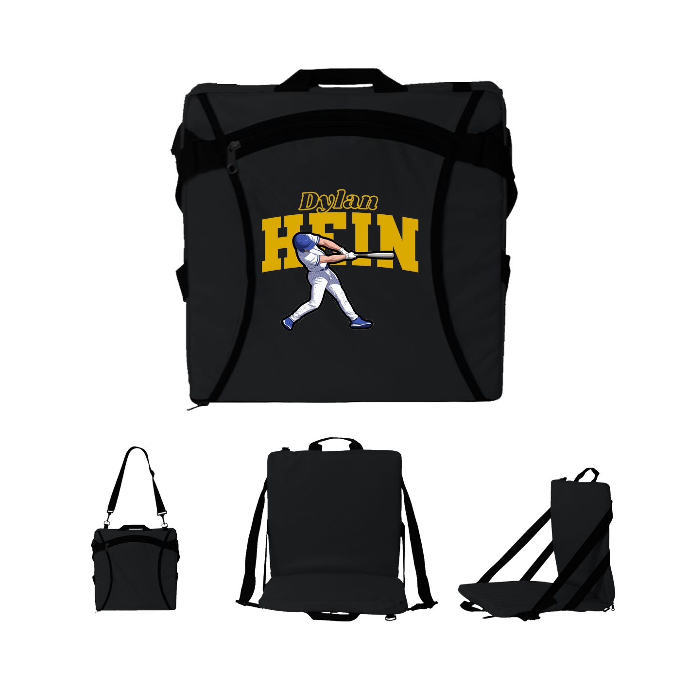 Folding Stadium Seat — Name Arch in Black