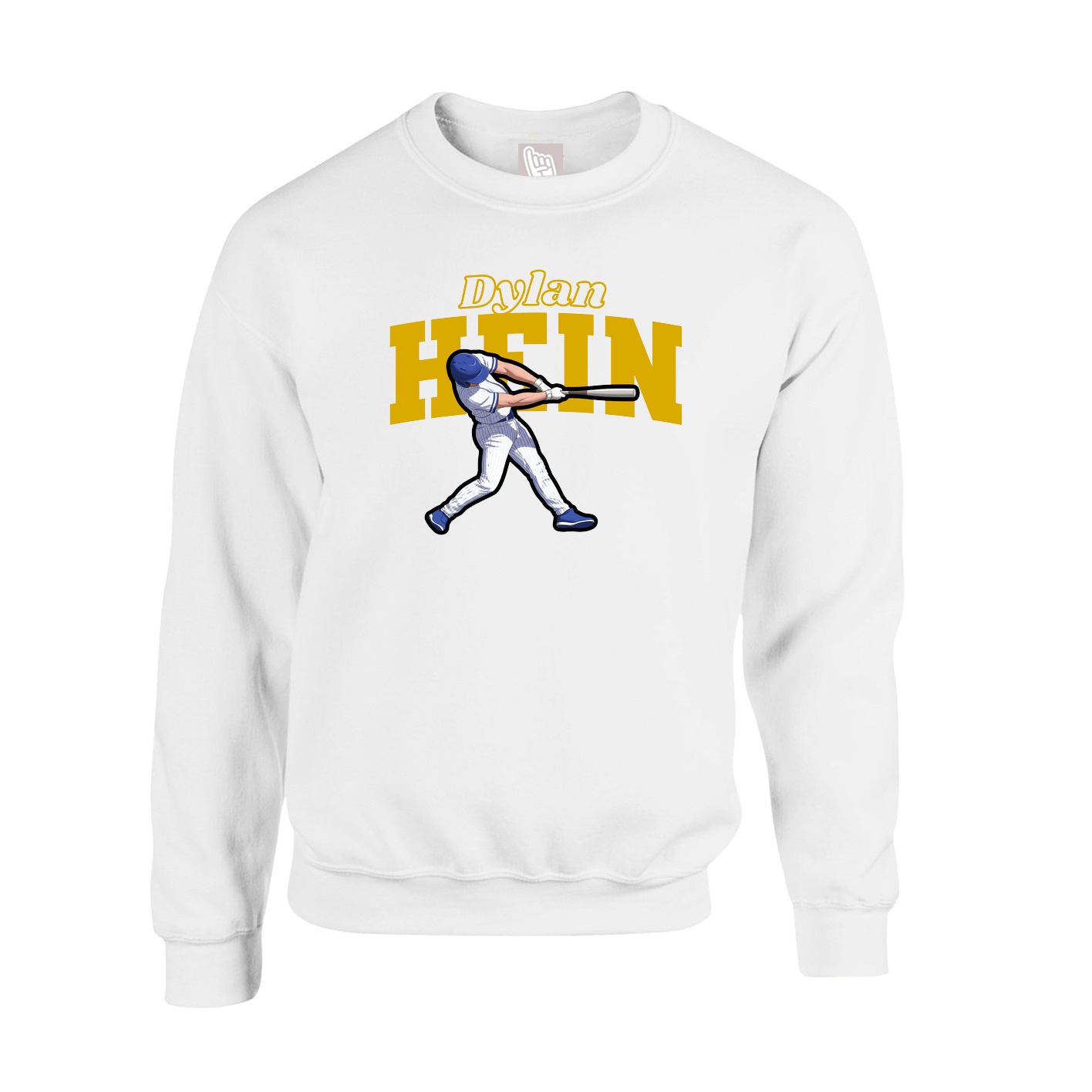 Fleece Crew — Name Arch in White