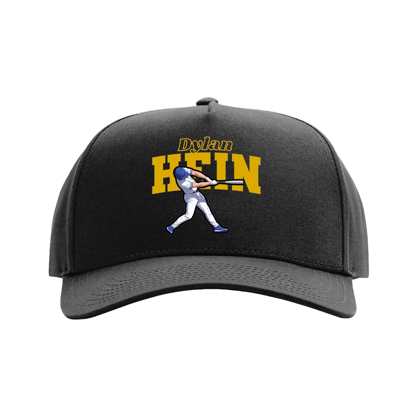 Full Fabric Five-Panel Champ Cap — Name Arch in Black
