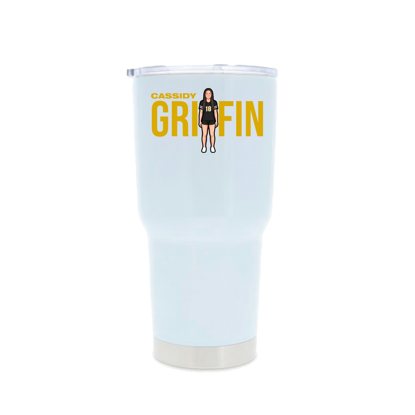 30oz Stainless Steel Tumbler — Player Name in White
