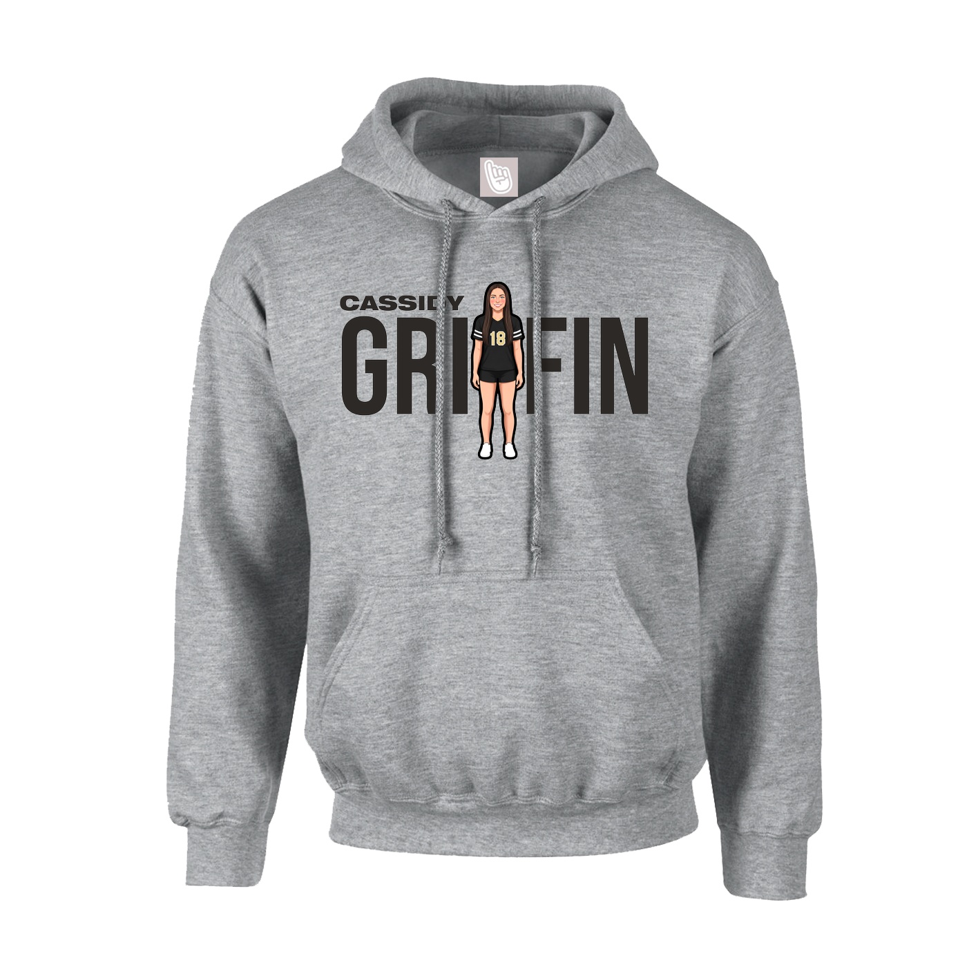 Youth Hoodie — Player Name in Grey