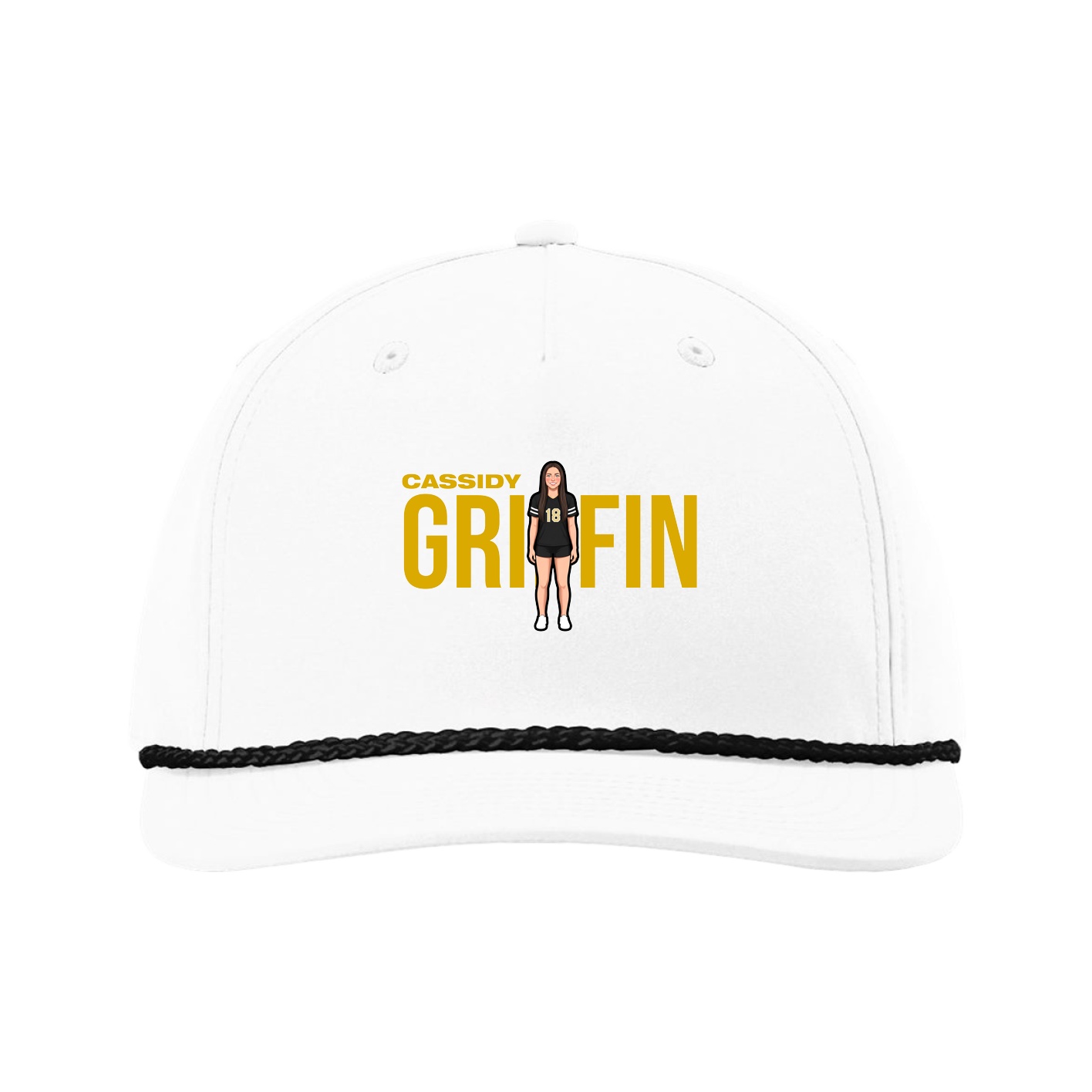 Five-Panel Classic Rope Cap — Player Name in White