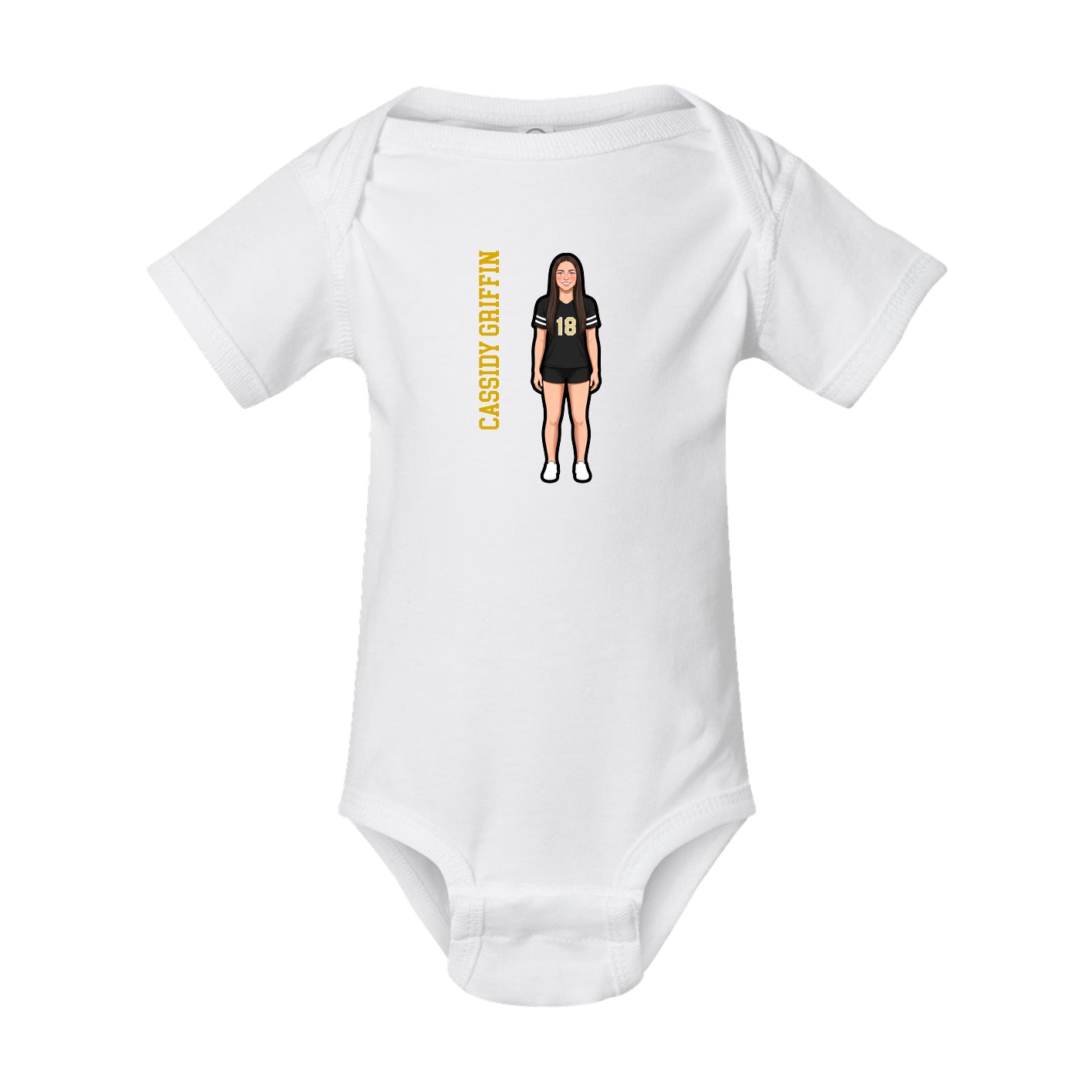 Baby Onesie — Name Vertical in White